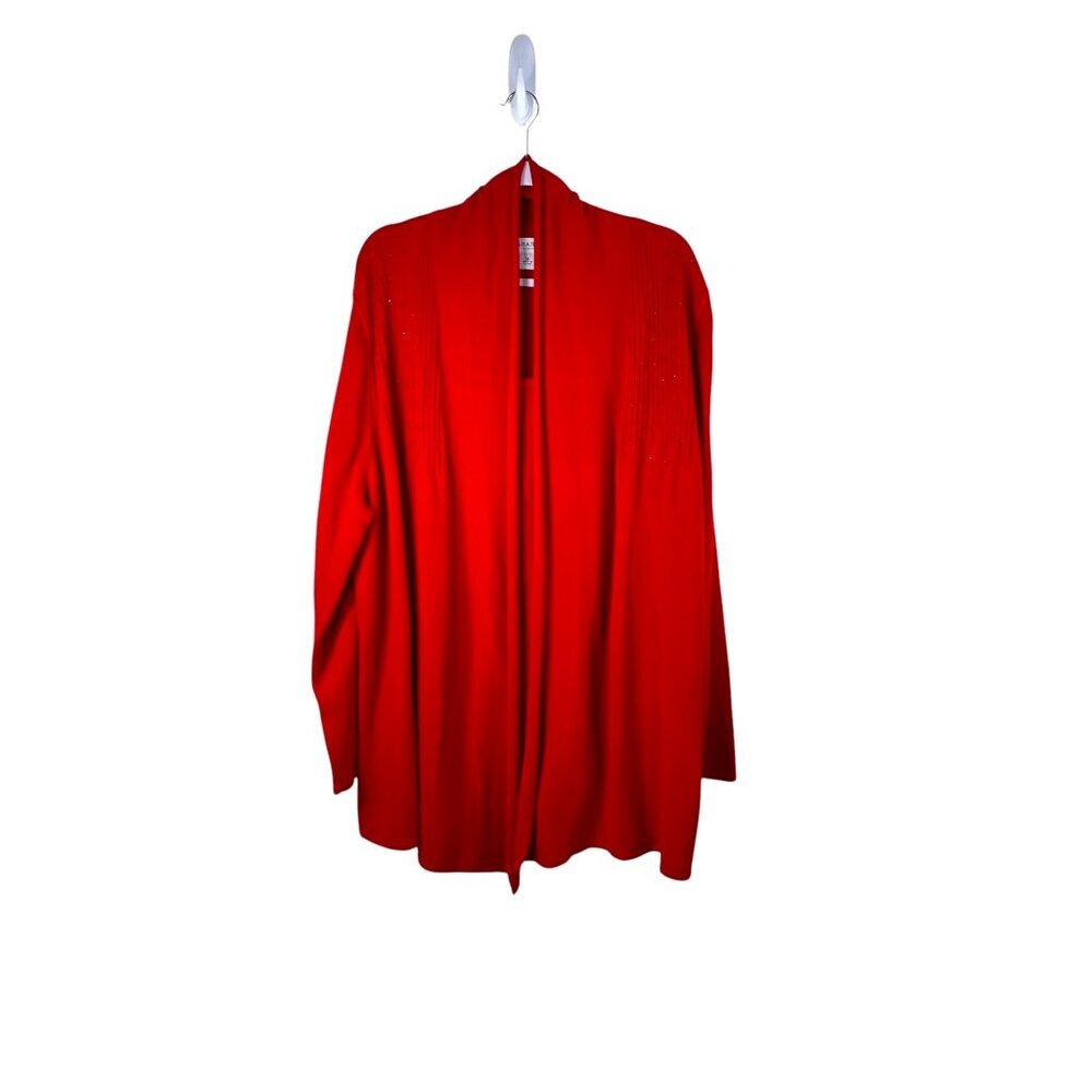 Holiday Christmas Sweater Top Cardigan Jeweled Open Front 3X